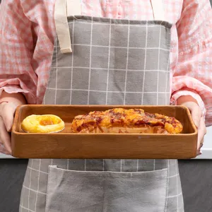 Plateau de service en bois d'acacia pour salon, assiette rectangulaire creative.