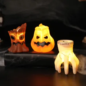 Halloween LED night lights featuring pumpkin, ghost hand, and tree monster for party decor