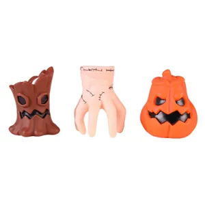 Halloween LED tea lights set featuring tree monster, stitched hand, and spooky pumpkin