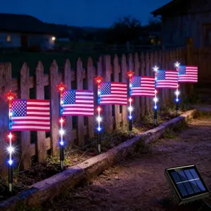 LED-Solar-Gartenleuchten mit US-Flagge für die Außendekoration am Unabhängigkeitstag