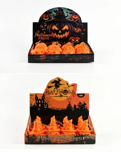 Set of 12 Halloween LED pumpkin lanterns and witch hat candles in display boxes