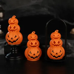 Halloween pumpkin lantern ornaments with three-tier stacked design for glowing decor