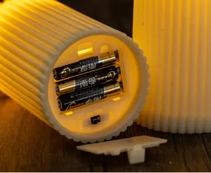 Close-up detail of LED candle base showing battery compartment for 3 AAA batteries