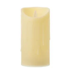 Bougie LED réaliste avec effet de cire coule et flamme chaude en forme de mèche.