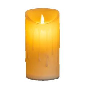 Bougie électronique LED réaliste avec lumière jaune chaude et effet décoratif de cire coulante