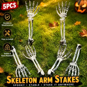 Detailed view of 5PCS Halloween skeleton arm stakes for spooky outdoor yard decor