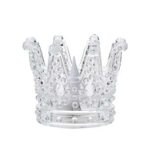Elegant transparent crown LED electronic candle light with crystal droplet texture