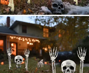 Realistische Halloween skelet schedel en handen tuin prikkers voor griezelige gazon decoratie