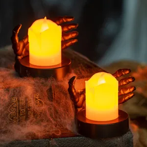 Halloween Skeleton Hand LED Candle Light Electronic Tealight Ghost Festival Party Decor Prop Haunted House Atmosphere Lamp