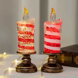 Candele elettroniche a LED a luce calda su piedistalli in bronzo vintage per decoro