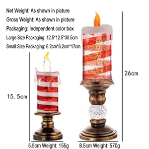 Candele elettroniche a LED ricaricabili con spirale glitterata rossa in due dimensioni