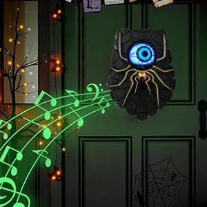 Timbre de Halloween con ojo azul brillante y diseño de araña terrorífica