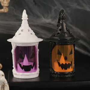 Farolillos LED de calabaza de Halloween en blanco y negro para decoración de fiestas
