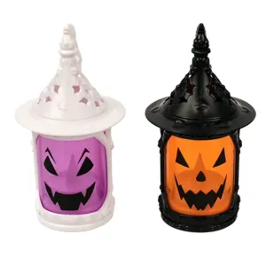 Farolillos de calabaza LED Halloween lámparas de vela portátiles en blanco y negro