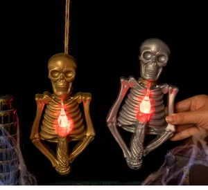 Luci LED a scheletro di Halloween dorate e argento decorazioni sospese per la festa