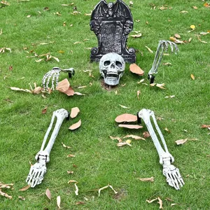 Halloween Realistic Skeleton Stakes 5 Pcs Set Outdoor Yard Lawn Garden Prop Distressed Bone Decoration For Party Ornament