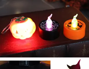 Σετ κεριών LED Halloween με σχέδια κολοκύθας και ιστού αράχνης για εορταστική διακόσμηση