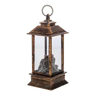 Lanterne à flamme LED bronze vintage avec feu de cheminée simulé pour décoration