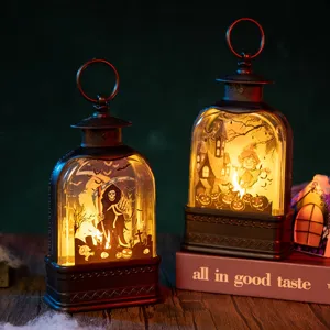 Διακοσμητικά φανάρια Halloween με λαμπερές σιλουέτες LED από τον Χάρο και το σκιάχτρο