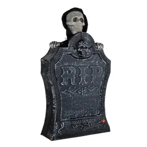Lápida animada de Halloween con luz y sonido para decoración de cementerio terrorífica