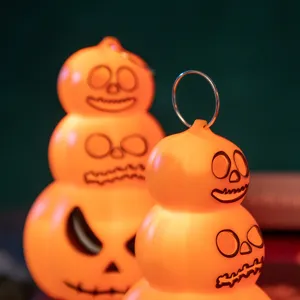 Lanternes de citrouille à LED empilées pour décorations d'Halloween avec anneaux en métal