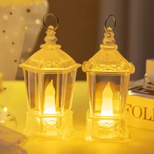 LED Transparante Kristallen Lantaarn Kaars Nachtlampje Warm Geel Sfeerlamp Vintage Tafel Ornament Decoratie Cadeau
