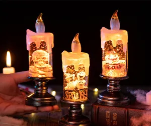 Detailed view of Halloween LED water candles with skull and ghost motifs on a book