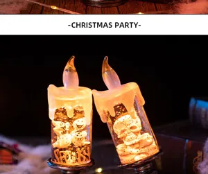 Close-up of Halloween LED candles featuring ghost and skull designs with warm light