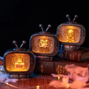 Luci TV retrò LED per Halloween con decorazioni a forma di zucca, fantasma e teschio