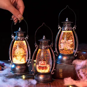 Lanterna LED retrò di Halloween Lampada a forma di zucca Fantasma Teschio Luce notturna decorativa con glitter liquidi Ornamento da tavolo per feste