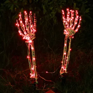 LED skelet hand tuin prikkers met rode verlichting Halloween decor