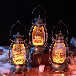 Lanterne di Halloween vintage con sfere d'acqua luminose zucca fantasma e teschio