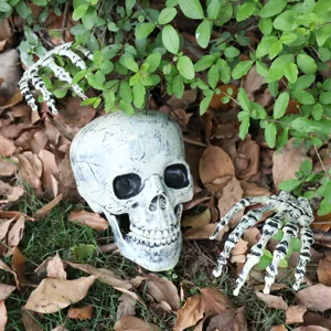 Realistic Halloween skull and skeleton hand bone stakes for outdoor lawn decoration