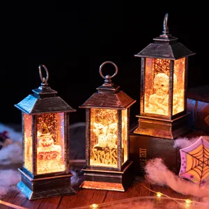 Dekorative Halloween LED-Laternen mit Totenkopf-, Geist- und Kürbis-Glitzer-Designs
