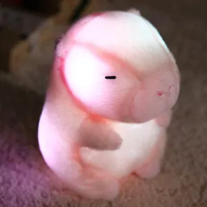 Oplichtende capybara knuffel LED lichtgevend pluche dier roze pop cadeautje kinderen.