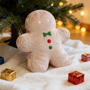 Weihnachten Lebkuchenmann Pluesch Kissen niedlich gefuellt Feiertag Deko Kinder Geschenk