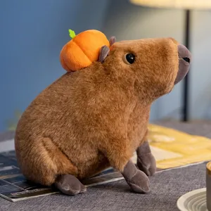Cute Halloween Capybara Plush Toy with Pumpkin Stuffed Animal Soft Cushion Doll Decor