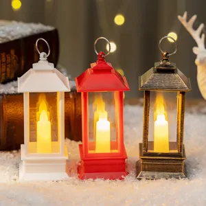 Retro Christmas Lantern LED Electronic Candle Lamp Battery Operated Portable Hanging Lantern For Holiday Home Decor Party Atmosphere