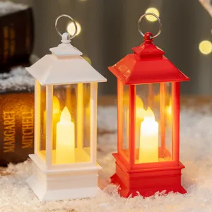 Retro LED electronic candle lanterns for Christmas home decoration in red and white
