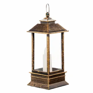 Vintage bronze finish decorative LED candle lantern for Christmas home holiday decor