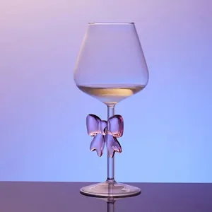 Pink bow glass cup high borosilicate glass juice goblet aesthetic drinkware party glassware