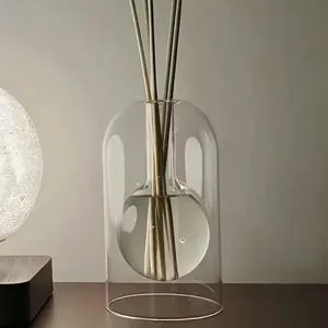 Botella Difusora de Aromaterapia de Vidrio Moderno Minimalista Difusor de Aceite Esencial Transparente para Decoración de Escritorio de Oficina en el Hogar