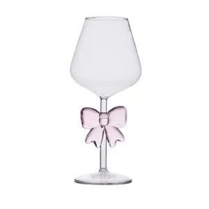 Pink bow glass cup clear high borosilicate juice cup cute aesthetic drinkware main image