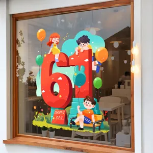 Pegatina de ventana para la celebración del día del niño 61 decoración infantil