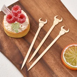 Forchette per Frutta in Bambù Monouso Scelta di Frutta Animale Cartoon Carino Dessert Torta Festa Spiedini Decorativi