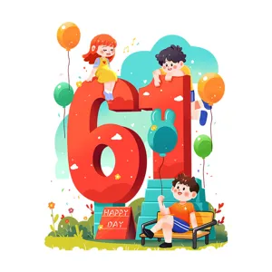 Pegatinas festivas de dibujos animados para el Día del Niño con 61 y decoración escolar