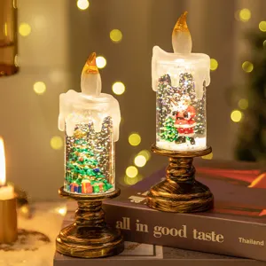 Vintage stijl LED kerstkaars lampen met een sneeuwbol effect en warm licht effect