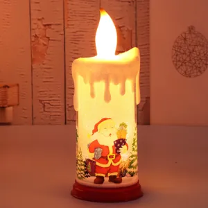 Candela LED natalizia festiva con Babbo Natale e suggestiva fiamma tremolante calda