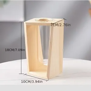 Vaso in vetro con cornice in legno in stile nordico per piante idroponiche e fiori secchi.