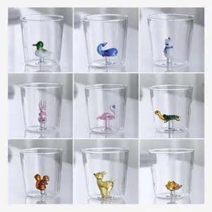 Cute 3D Animal Heat Resistant Borosilicate Glass Water Cup Cartoon Milk Breakfast Drinking Glass